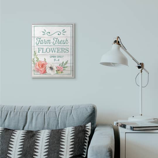 Stupell Industries Farm Fresh Flowers Gray Framed Wall Art